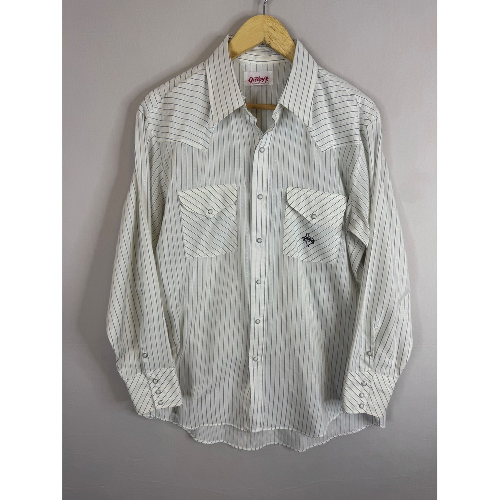 Vintage 70s Gilleys Pasadena Texas Men L Western Pearl Snap Shirt Stripe